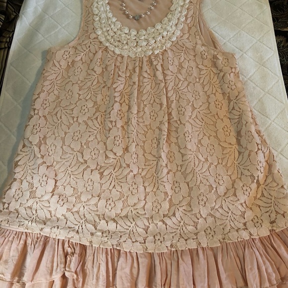 Mystree flirty girly pale peach dress or top, sz L - Picture 4 of 8
